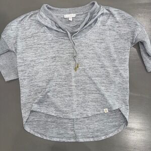 Life Work Gray Cowl Neck 3/4 Sleeve Hi-Lo Pullover Top